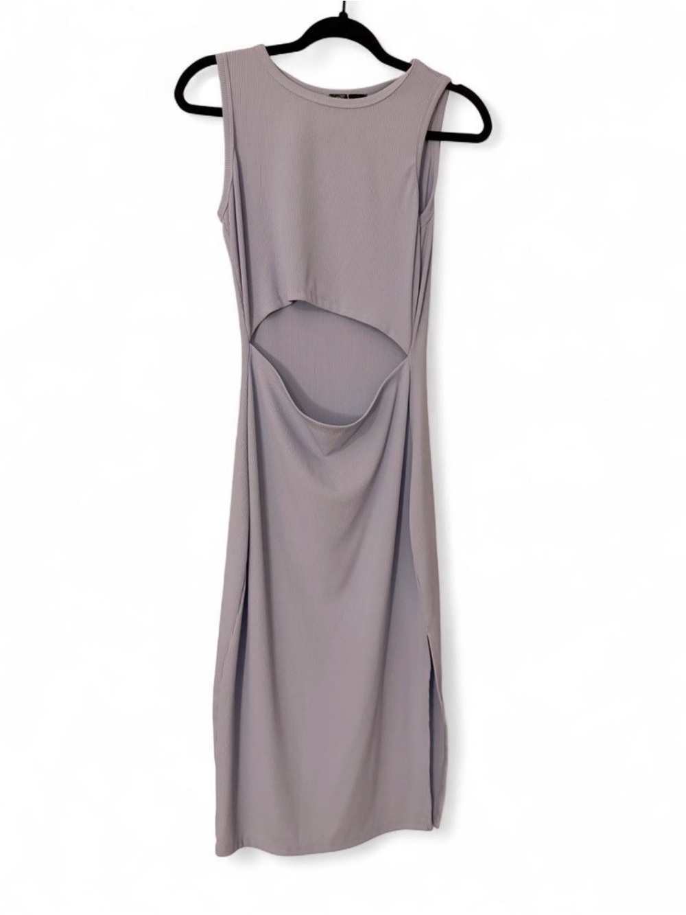 PrettyGarden Baby Blue Ribbed Cutout Midi Dress – Size Small